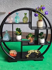 doll house modem oriental style black round shelving with plants/ ect 1.12th A