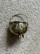 Vintage - Small Brass Witches Cauldron - Incense Burner  - Gothic - Pagan