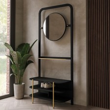 Black Wooden Hall Tree with