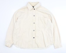 Zara Women's Beige Corduroy Button-Up Shirt - Size S