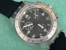 Swatch Irony Diaphane 2002-SVCK4000 Chrono 42mm New Strap & Battery VG Condition