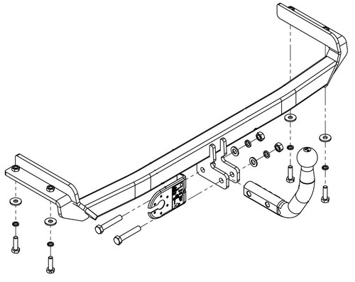 Swan neck tow bar for - tow, vw