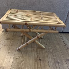 Mid Century Bamboo cane Folding side tray Table Vintage 