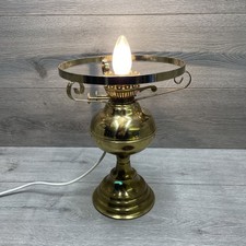 VINTAGE OLD BRASS DUPLEX OLD OIL LAMP CONVERTED TO ELECTIRC LIGHT TABLE LAMP