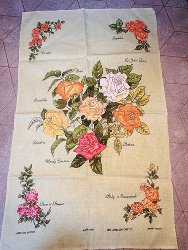 Vintage lamont rose tea towel - vintage,