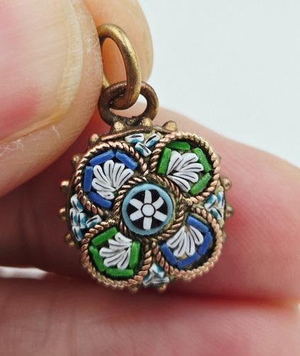 Micro mosaic pendant charm - pendant,