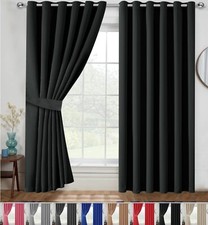 Thick Thermal Blackout Curtains Ready Made Eyelet Ring Top Pair Curtain Panel