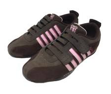 K-Swiss LOW Self-Fasteners Suede Brown w/Pink Athletic Shoes, Roomy! Size 8