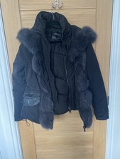 Ladies Short Down Jacket with Hood A Fur Trim Detail Size S UK 8