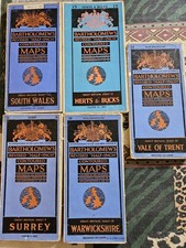 5 X Bartholomew's Contoured Maps, Cloth Mounted