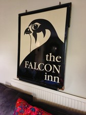 v large Vintage Wooden Pub Bar Sign 95x125cm Falcon Inn Bird