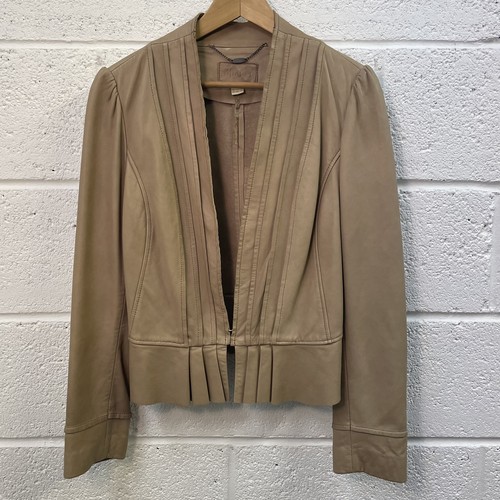 Monsoon beige leather jacket - leather,