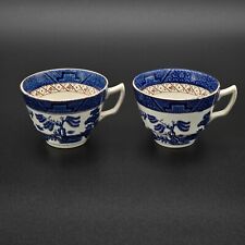 Pair of Booths Real Old Willow A8025 Teacups Blue & White Transferware Vintage