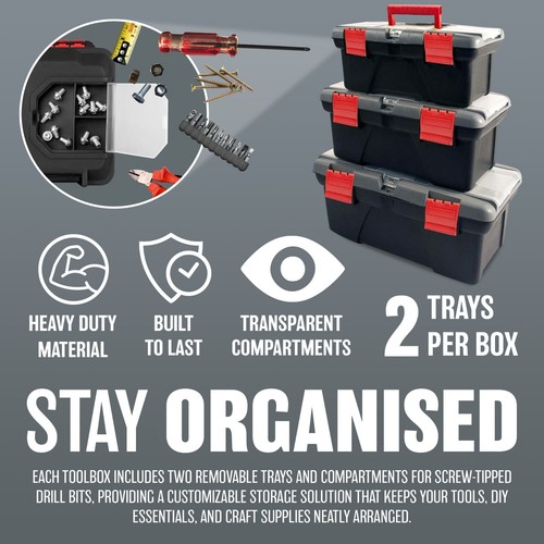 3pc plastic tool box - tool, chest