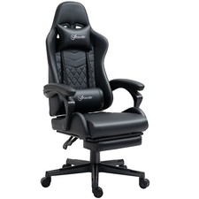 Vinsetto Racing Gaming Chair: Faux Leather, Recliner, Black  , Refurbished