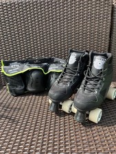 Black Roces Quad Roller Skates (Size 7) And Skate Protection Pack 