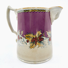 Antique C.E & M Co. Cork Edge Malkin 1856-1864 Jug Pitcher Holly Berries BEAUTY!