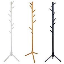 Wooden Coat Stand, Coat Rack Tree 8 Hooks, Hallway Clothes Jacket Hat Hanger