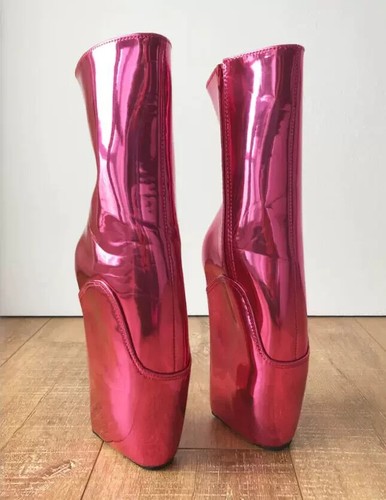 Metallic peach heelless boots - peach,