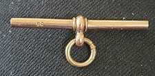 FINE ANTIQUE 9CT ROSE GOLD T-BAR CHARM PENDANT BRACELET WATCH CHAIN 3.6cm