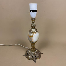 Onyx Marble Lamp Bedside Table Metal Brass Gold Light Antique Ornate Vintage