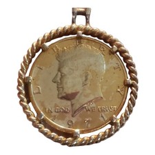 JFK Plated Half Dollar Pendant