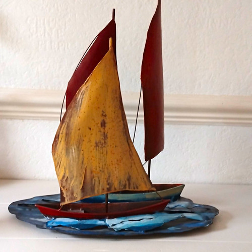 Nautical metal sailboat - nautical,