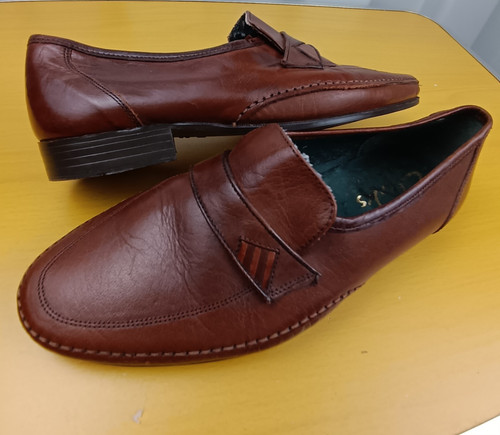 Clarks brown leather slip - brown, on