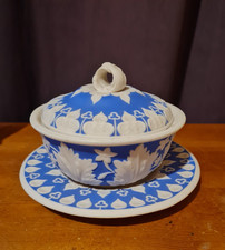 Antique Wedgwood Jasperware Pale Blue butter dish lidded
