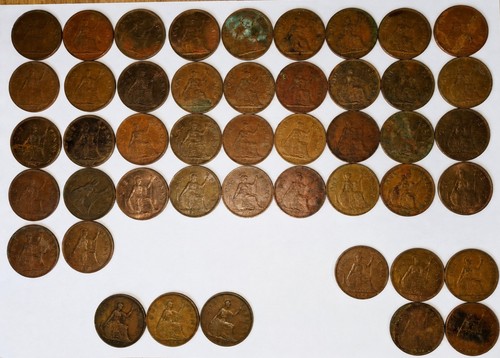 Vintage british one penny coin - vintage,