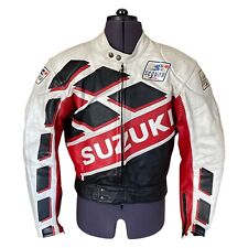 Segura Suzuki Motorcycle Jacket Leather White Red Black Protection Men's UK40