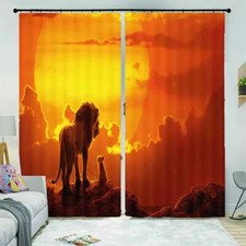 Lion Focused Awake 3D Curtain