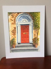 Red  Door Print  8x10 from Watercolour Painting  After Artist Terry Harrison