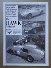 HAWK CARS orig 1980s UK Mkt Sales Leaflet Brochure - AC Cobra Replica Kit Car