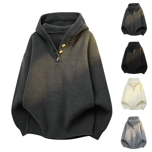 Knitted men hooded sweaters - hooded,