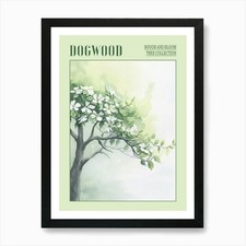 Dogwood Tree Atmospheric Watercolou Framed Wall Art Poster Canvas Print Picture