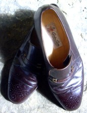  Vintage 1980s Gordon Scott Italian Tan Leather Brogue  Loafer Shoe Size 8