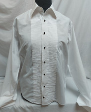 Vintage Dress Shirt Pierre Cardin faux Black stud Front 15.5 Collar Dble Cuff