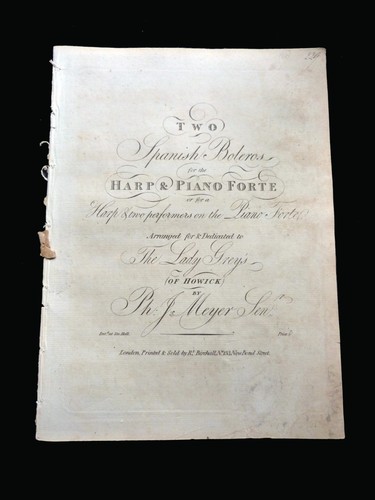 Antique harp sheet music - sheet,