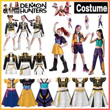 Kids Girls KPop Demon Hunters Costume Rumi Zoey Cosplay Fancy Dress Wigs Outfits