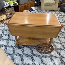 vintage wood drop-leaf tea