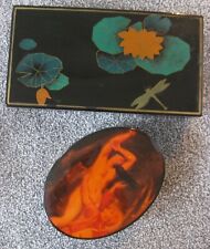 2 x Vintage Retro plastic  Jewellery Boxes lily pad 