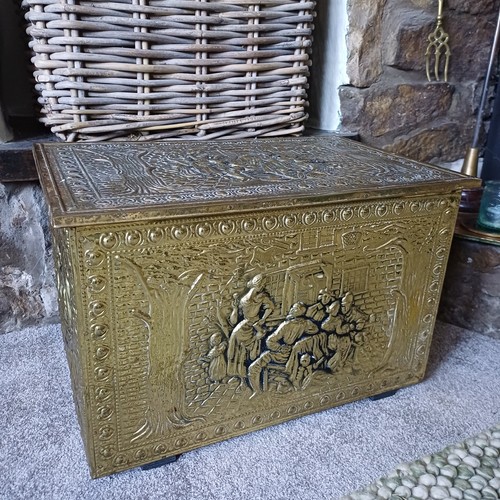 Vintage embossed brass - embossed, wood