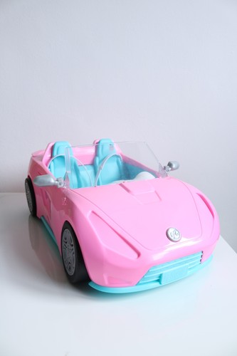 Barbie pink convertible car - barbie,
