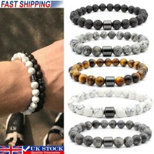 Stress Relief Tigers Eye Obsidians Mens Bracelets 8mm Beads Hematite Xmas Gifts