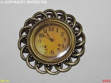 steampunk brooch badge pin bronze clock watch time traveller white rabbit #CS15