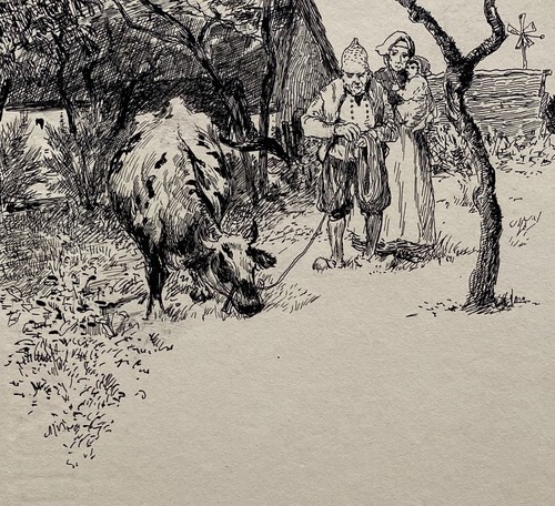 Feather drawing farmer family - feather,