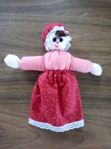 Small hand made rag doll - doll., red