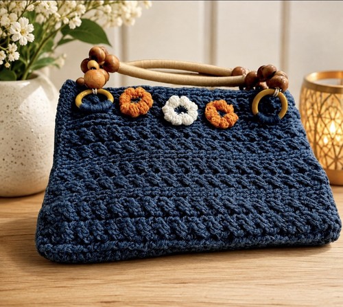 Ladies blue handmade - handmade, handbag