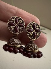 Golden maroon jhumkiyan - maroon,